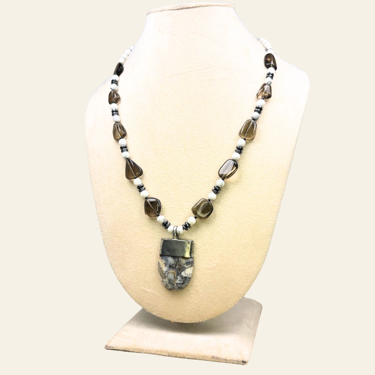 Black Agate and Grey Jasper Necklace