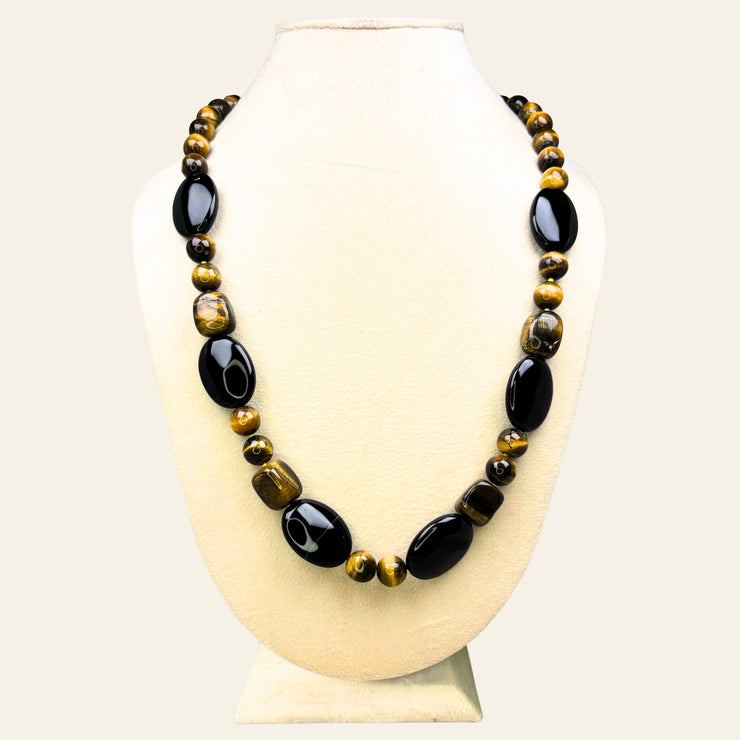 Tiger’s Eye and Black Agate Necklace