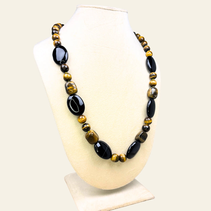Tiger’s Eye and Black Agate Necklace