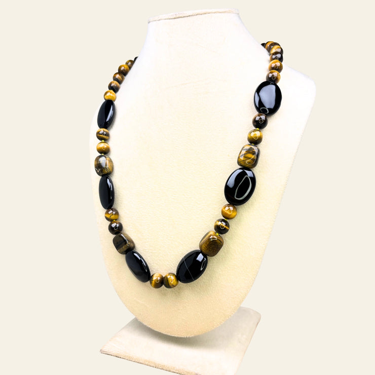 Tiger’s Eye and Black Agate Necklace
