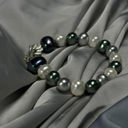 pearl+bracelet+clasp+lock+pure+natural+black+gray+silver+evening+formal+jewellery+annutra