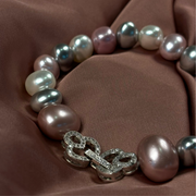 sheel+natural+pearls+bracelet+clasp+pink+grey+gray+white+pretty+women+pure+genuine+Annutra