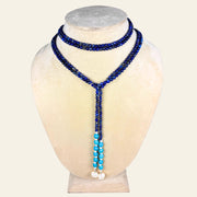 deep_navy_seeds_beads_blue_onyx_waterfall_ani_tarnish_white pearl_handcrafted_necklace