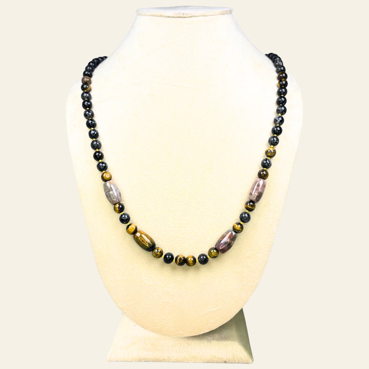 Tiger’s Eye and Black Agate Necklace