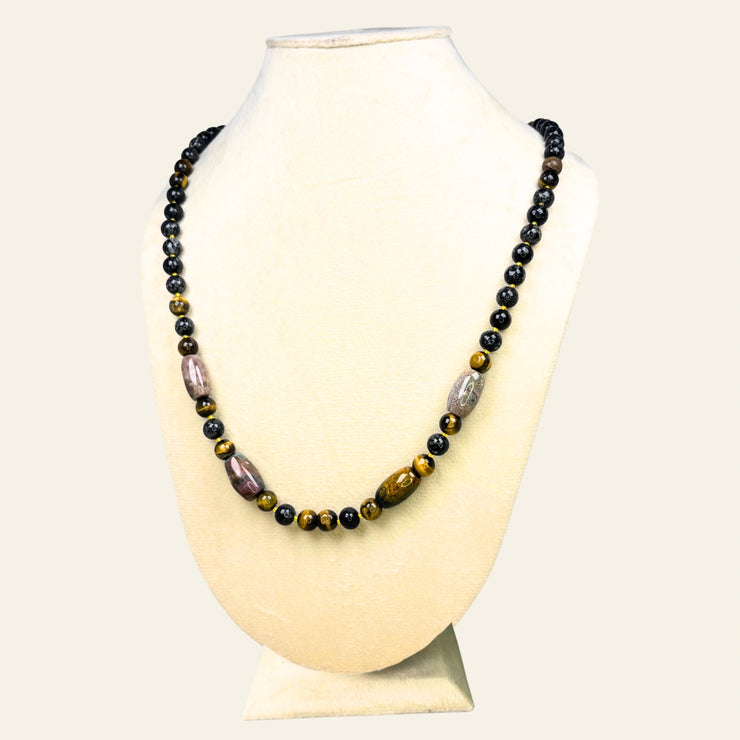 Tiger’s Eye and Black Agate Necklace
