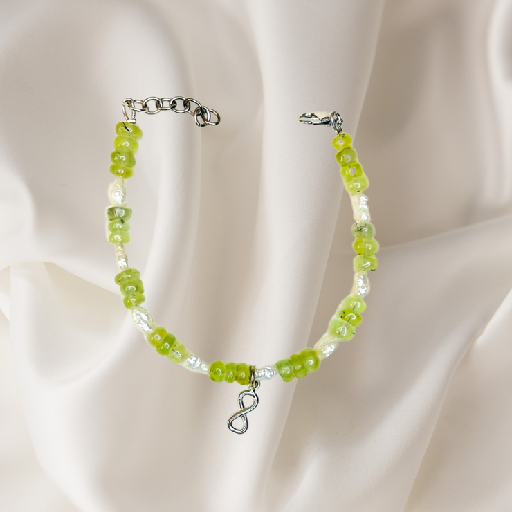prehnite_pearl_baroque_green_white_925 silver charm_infinity_bracelet_annutra
