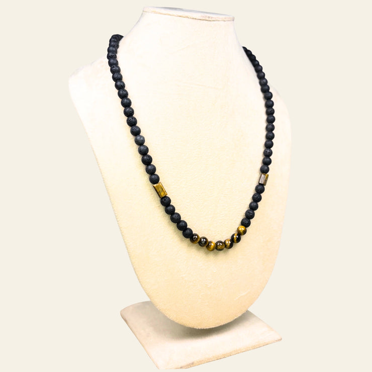 Lava Stone and Tiger’s Eye Necklace