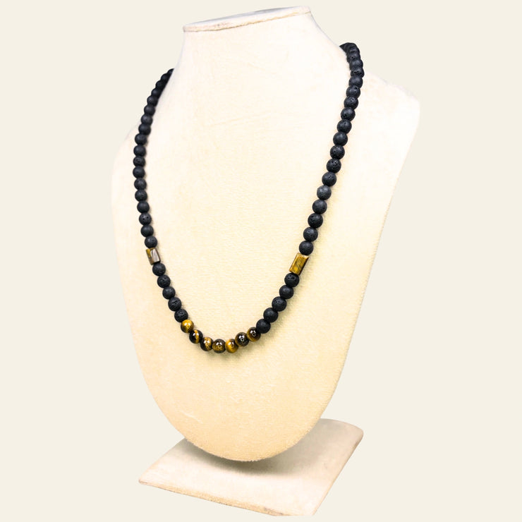 Lava Stone and Tiger’s Eye Necklace