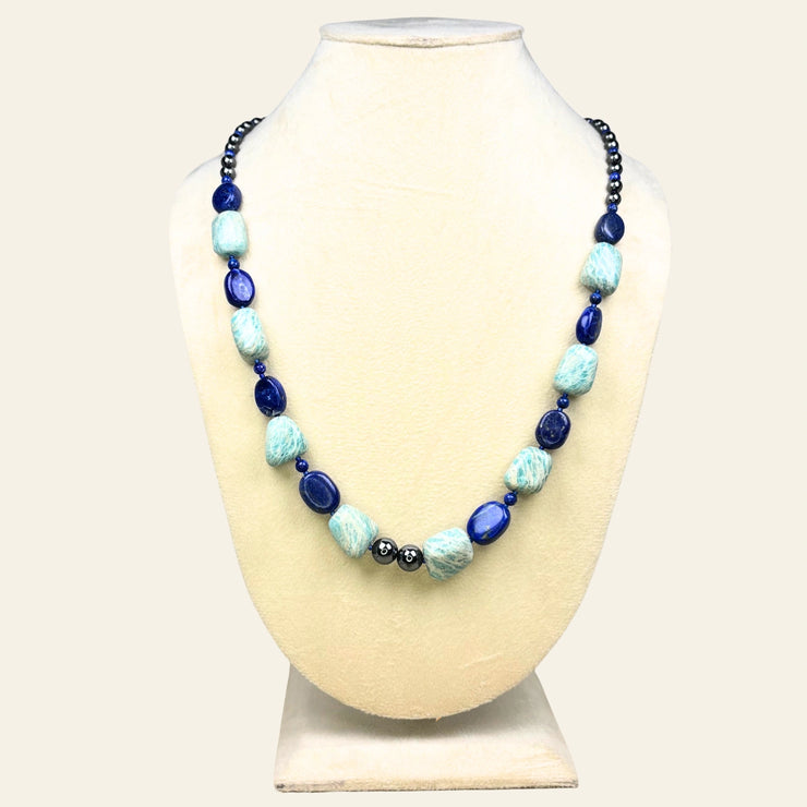 Blue Agate and Lapis Lazuli Necklace