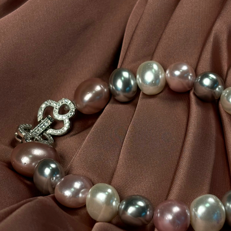 sheel+natural+pearls+bracelet+clasp+pink+grey+gray+white+pretty+women+pure+genuine+Annutra