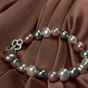 sheel+natural+pearls+bracelet+clasp+pink+grey+gray+white+pretty+women+pure+genuine+Annutra