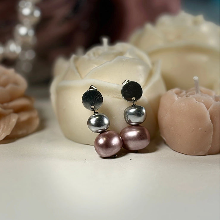 earring+shell+pearl+peace+girls+metal+grey+pink+Annutra