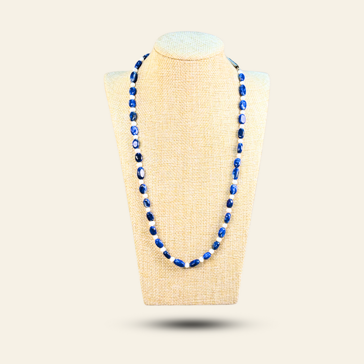 necklace + lapis + lazuli + blue + success + money + power + single + lock + genuine + pure + pearl + white + wedding + casual _ women + jewellery + Annutra