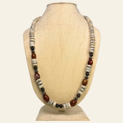 striking mix of red jasper, black agate, and white fossil stone_jasper brings warmth_Handcrafted