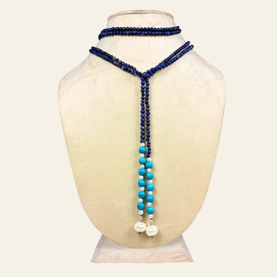 deep_navy_seeds_beads_blue_onyx_waterfall_ani_tarnish_white pearl_handcrafted_necklace