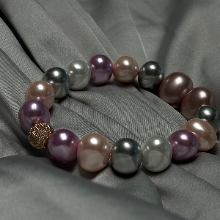 pearl+bracelet+metal+ball+pyrite+marcasite+pure+natural+gray+silver+white+pink+evening+formal+jewellery+annutra