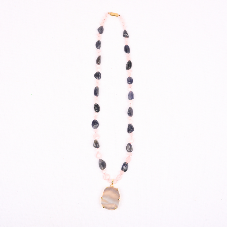 necklace_gift_mother_cheap_good_genuine_stones_chunky_rose quartz_pink_chalcedony_grey_annutra