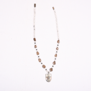 necklace_long_chunky_stone_tumble_silver_white_brown_howlite_smoky quartz_hematite_genuine_cheap_gift_mother_annutra