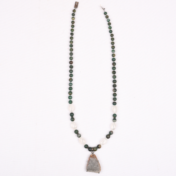 green_white_stones_agate_chalcedony_pendant_necklace_clear quartz_good_cheap_mother_gift_day_annutra