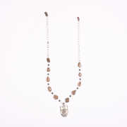 necklace_long_chunky_stone_tumble_silver_white_brown_howlite_smoky quartz_hematite_genuine_cheap_gift_mother_annutra
