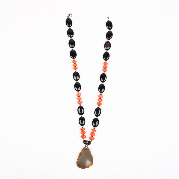 black_orange_carnelian_obsidian_chalcedony_necklace_cheap_good_gift_genuine_annutra