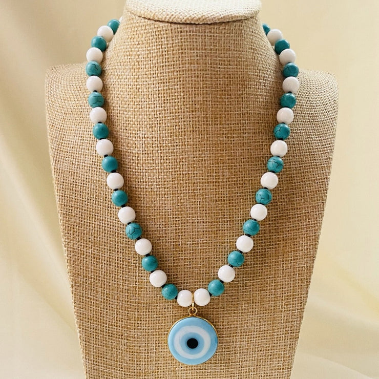 Turquoise_agate_blue_necklace_peace_stability_protect_evil eye_annutra
