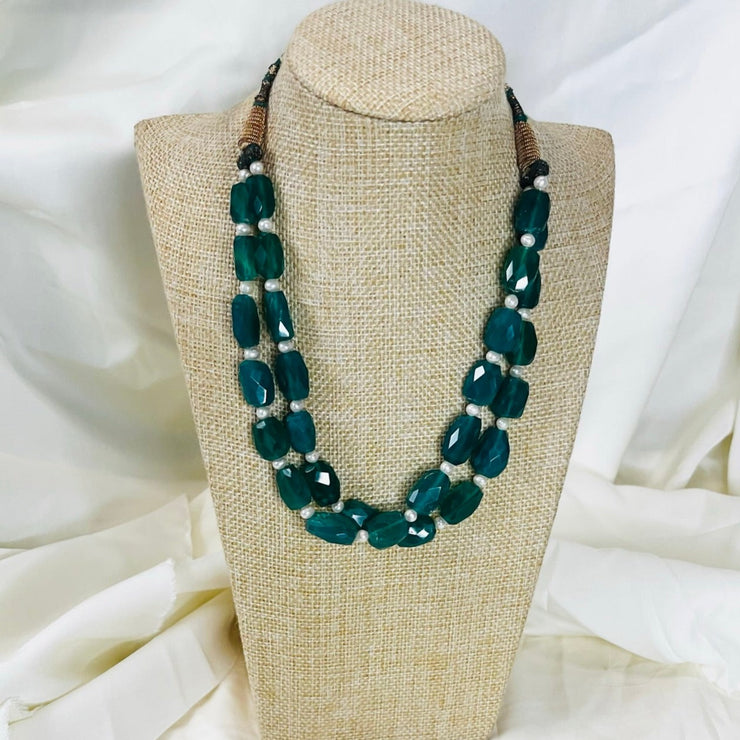 green_onyx_pearl_white_choker_double_layer_cheap_pretty_classy_expensive_annutra