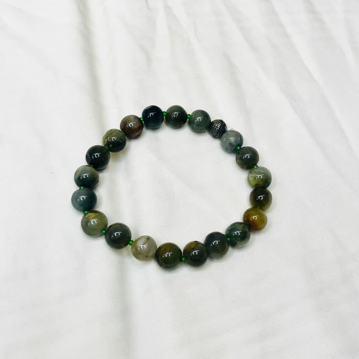 serpentine_bracelet_green_elastic_unisex_men_women_genuine_stone_cheap_annutra